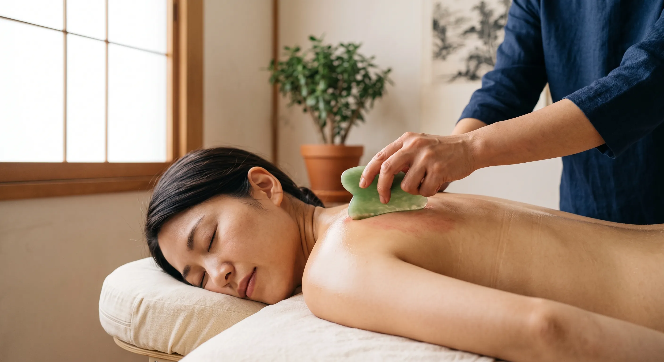 Gua sha therapy tools and treatment setup in Singapore